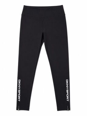 Dkny Black High-Rise Logo Leggings with Ankle Zips